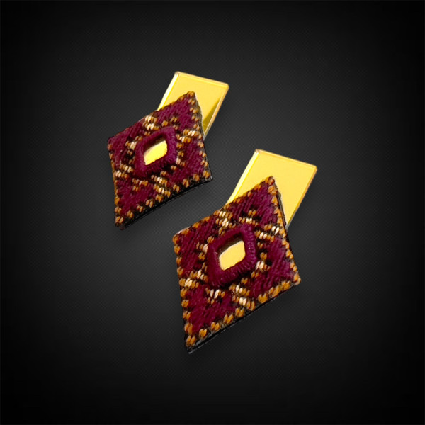 Mirror Embroidery Geometric Earrings 2