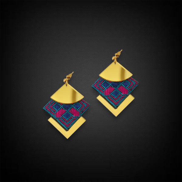 Mirror Embroidery Geometric Earrings 1