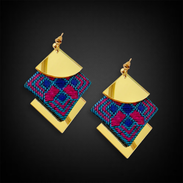 Mirror Embroidery Geometric Earrings 1