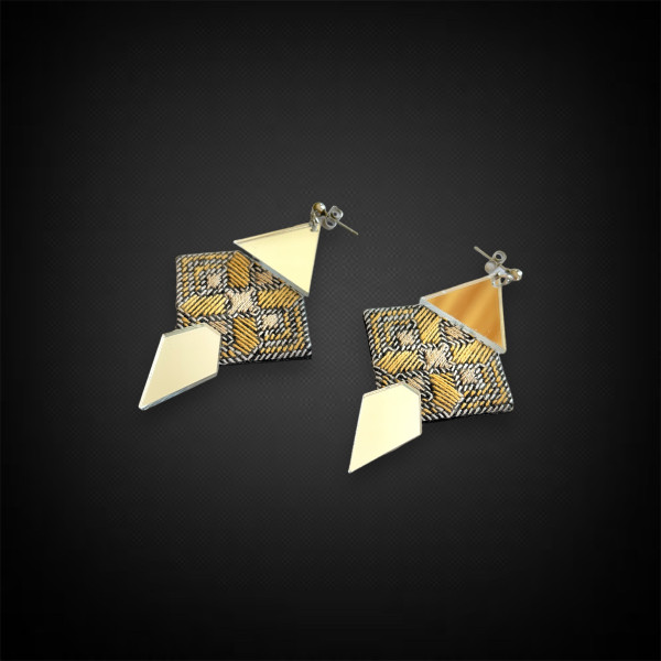 Mirror Embroidery Geometric Earrings 3