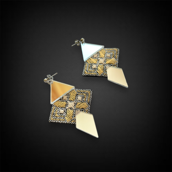 Mirror Embroidery Geometric Earrings 3