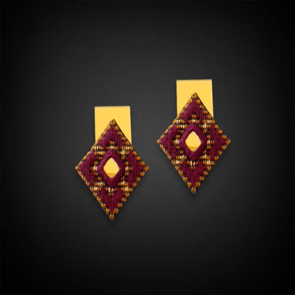 Mirror Embroidery Geometric Earrings 2