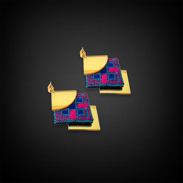 Mirror Embroidery Geometric Earrings 1