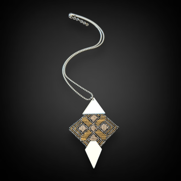 Mirror Embroidery Geometric Necklace & Pendant...